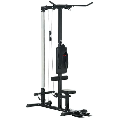 Soozier Lat Pull Down Machine Cable Station with Flip-Up Footplate, Black