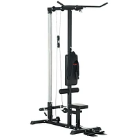 Soozier Lat Pull Down Machine Cable Station with Flip-Up Footplate, Black