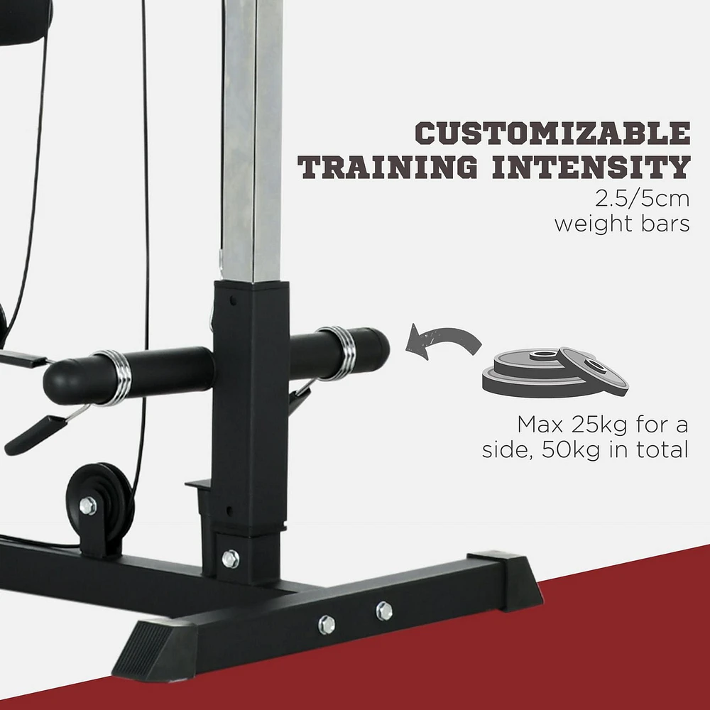 Soozier Lat Pull Down Machine Cable Station with Flip-Up Footplate, Black