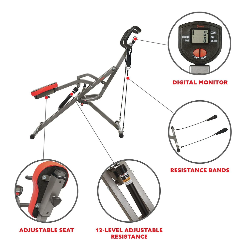 Sunny Health & Fitness Row-N-Ride PRO™ Squat Assist Trainer - SF-A020052