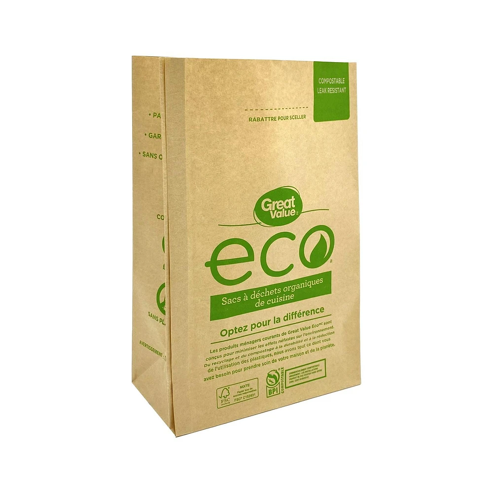 Great Value Leak Resistant Kitchen Organic Waste Bags, 10 bags (4.5 L, 11.42" x 7.56" x 3.7")