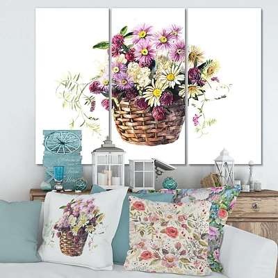 Designart Bouquet De Fleurs De Prairie Dans Le Panier Art mural sur toile