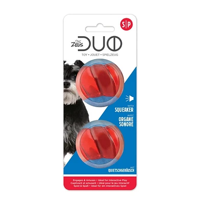 Zeus Duo Ball Dog Toy with Squeaker, Small, 2 pack, 5 cm 