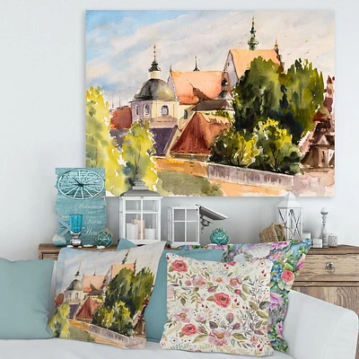 Designart View of Old Polish City In Nature Canvas Wall Art