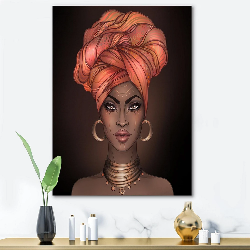 Designart African American Woman with Turban V Canvas Wall Art