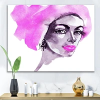 Designart Afro American Woman Fashion Portrait Canvas Wall Art