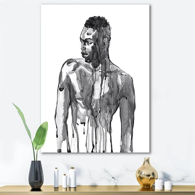 Designart Handsome African Man Portrait On White I Canvas Wall Art