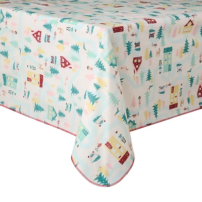 Holiday Time Winter Village PEVA Tablecloth, 60"x84", Wipe clean