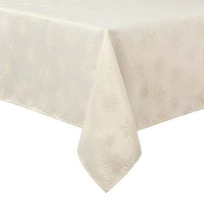 Holiday Time Snowflake Damask Fabric Tablecloth, 60"x84", Machine washable