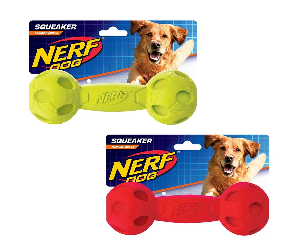 Nerf Squeak Barbell Medium Dog Toy