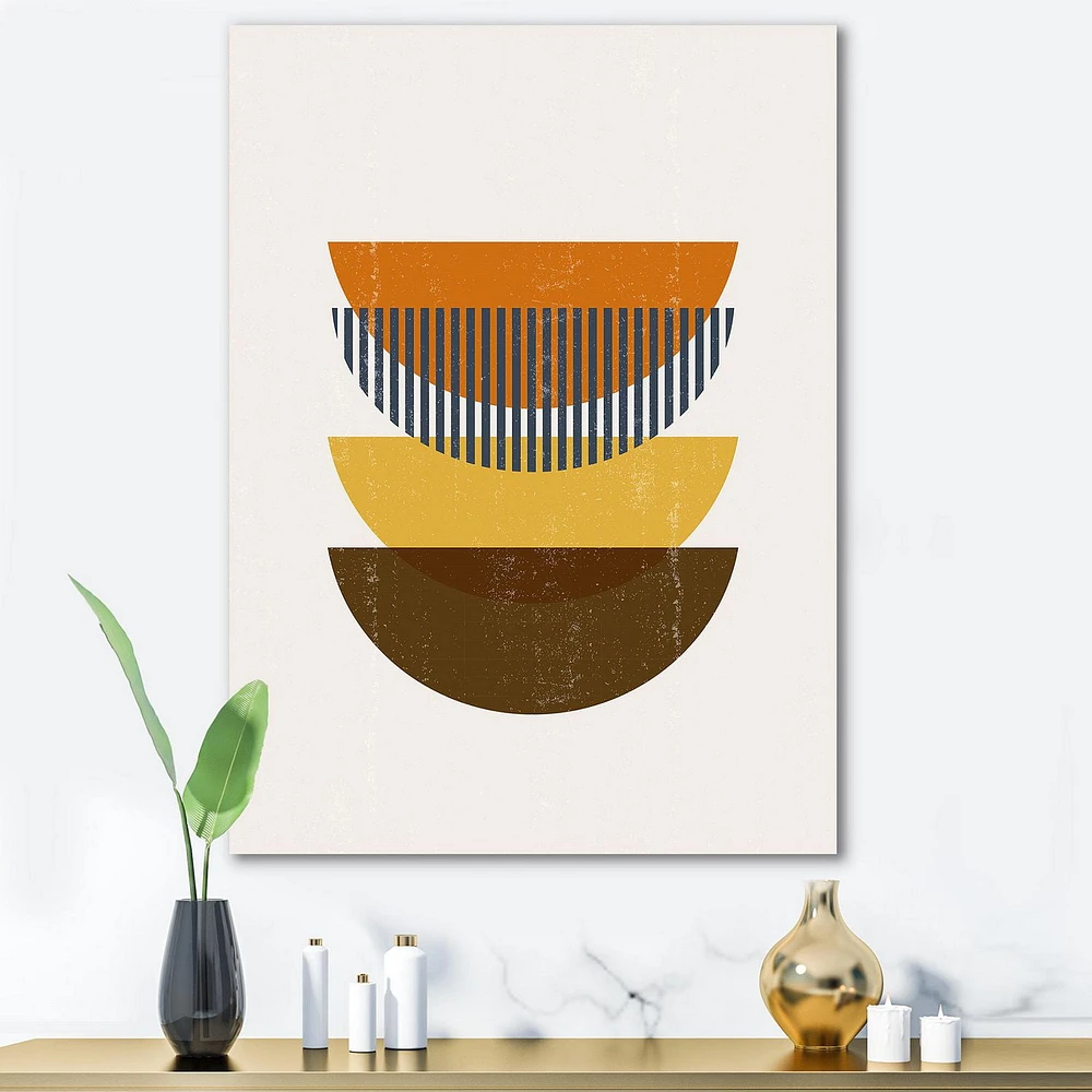 Designart Abstract Geometric Moon In Earth Tones Canvas Wall Art