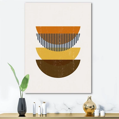 Designart Abstract Geometric Moon In Earth Tones Canvas Wall Art