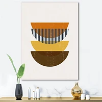 Designart Abstract Geometric Moon In Earth Tones Canvas Wall Art