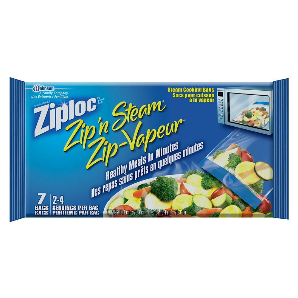 Ziploc Zip ‘n Steam Cooking Bags Large, 7 Bags