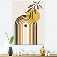 Designart Abstract Yellow Sun With Retro Rainbow Canvas Wall Art