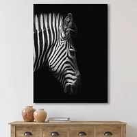 Designart Monochrome Portrait of Zebra Head Canvas Wall Art