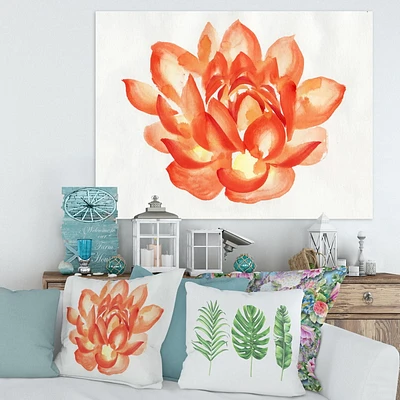 Designart Vintage Detail of A Orange Lotus Canvas Wall Art