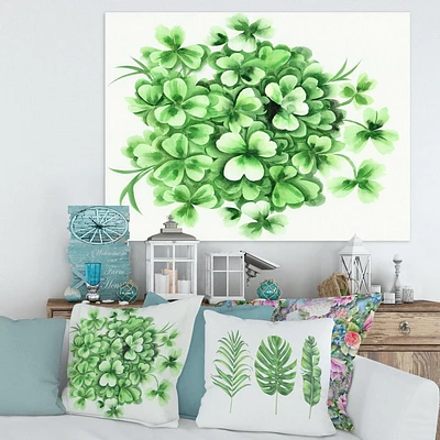 Designart Vintagr Green Leaves of Shamrock Canvas Wall Art