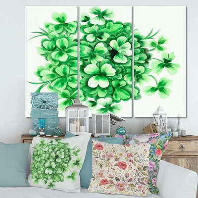 Designart Vintagr Feuilles vertes de Shamrock Art mural sur toile