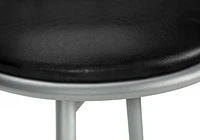 Monarch Specialties Bar Stool, Set Of 2, Swivel, Bar Height, Grey Metal, Black Leather Look, Contemporary, Modern