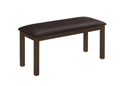 Monarch Specialties Bench, 42" Rectangular, Wood, Upholstered, Dining Room, Kitchen, Entryway, Brown, Transitional