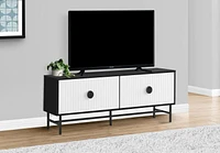 Monarch Specialties Tv Stand, 60 Inch, Console, Media Entertainment Center, Storage Cabinet, Living Room, Bedroom, Black And White Laminate, Black Metal, Contemporary, Modern