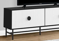 Monarch Specialties Tv Stand, 60 Inch, Console, Media Entertainment Center, Storage Cabinet, Living Room, Bedroom, Black And White Laminate, Black Metal, Contemporary, Modern