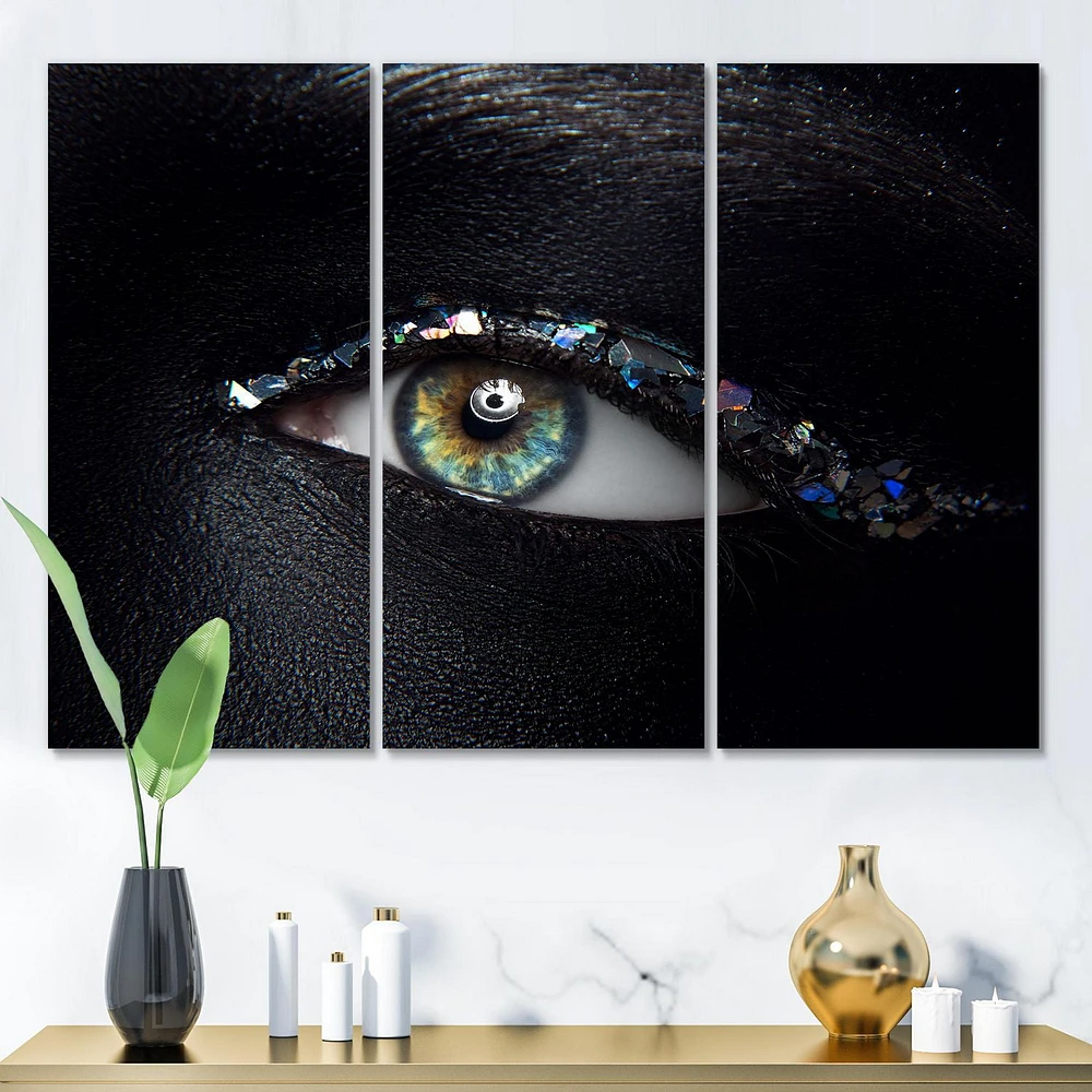 Designart Woman Eyes With Multi-Colored Glass Sparkles Canvas Wall Art