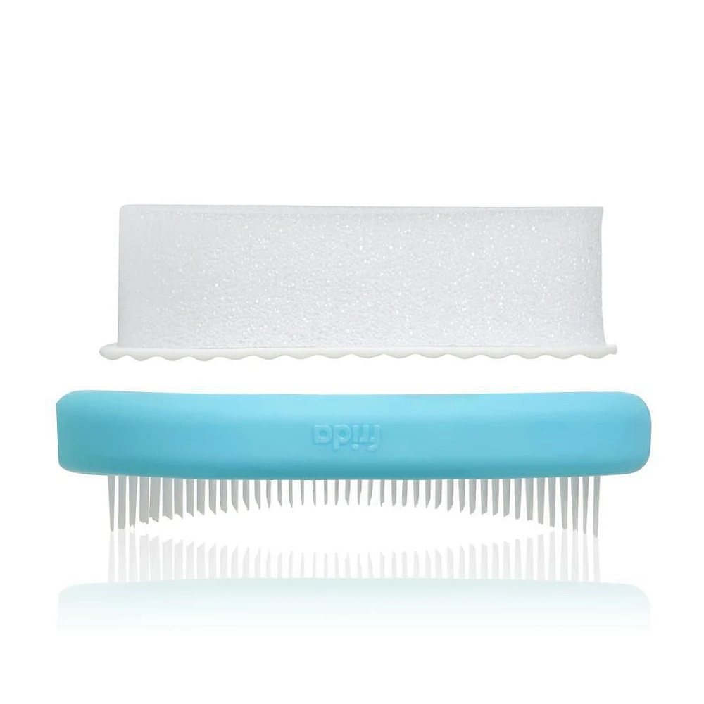 Frida Baby - DermaFrida the Flakefixer - 3-Step Cradle Cap System, Baby Sponge, Brush, Comb & Storage Stand