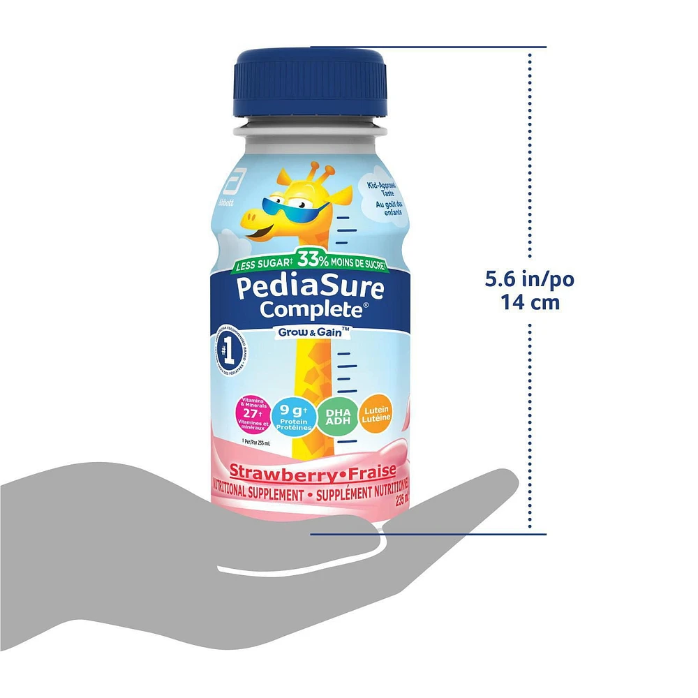 PediaSure Complete® Reduced Sugar, Nutritional Supplement, 4 x 235 mL, Strawberry, 4 x 235 mL