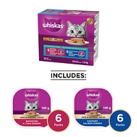 Whiskas Seafood Selections Whitefish & Tuna, Savoury Salmon Paté Variety Pack Adult Wet Cat Food