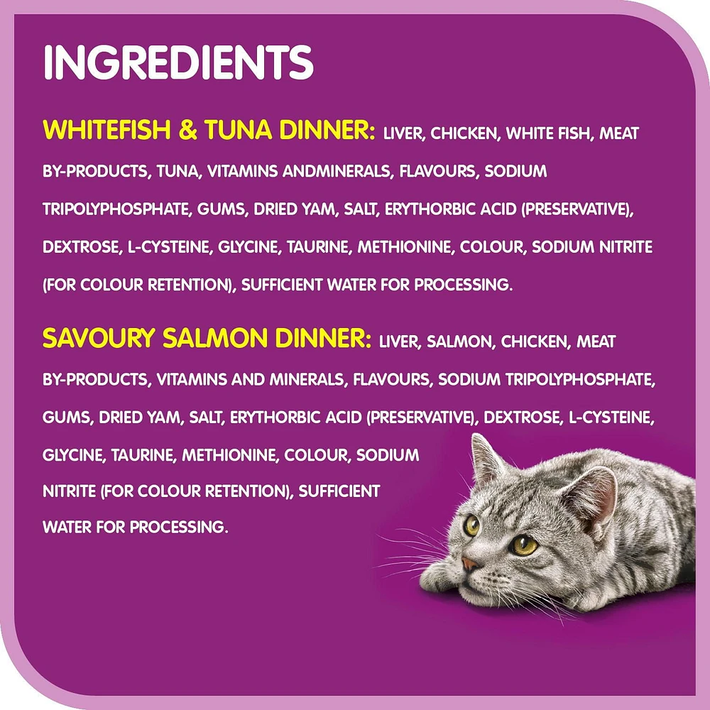 Whiskas Seafood Selections Whitefish & Tuna, Savoury Salmon Paté Variety Pack Adult Wet Cat Food