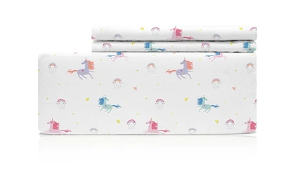 Johnson Home 160 GSM Heavy Weight Flannel Sheet Set Multi Color Unicorn (Double)