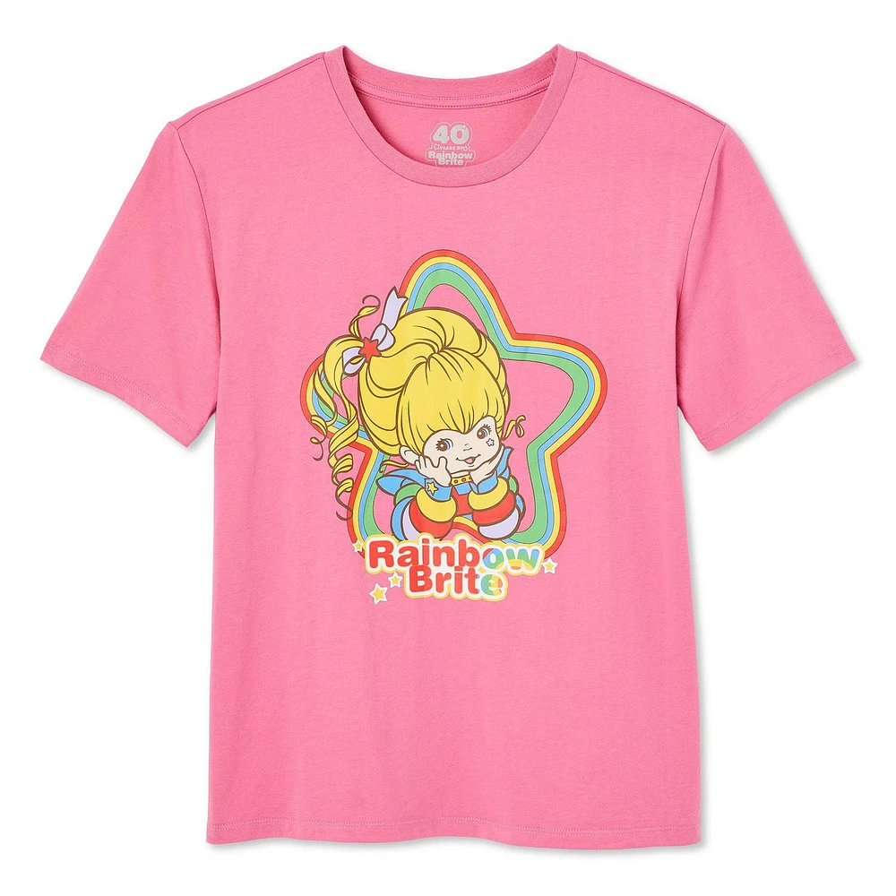 T-shirt avec imprimé graphique Rainbow Brite pour femmes