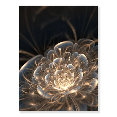 Designart Fractal Flower with Golden Rays Canvas Wall Art