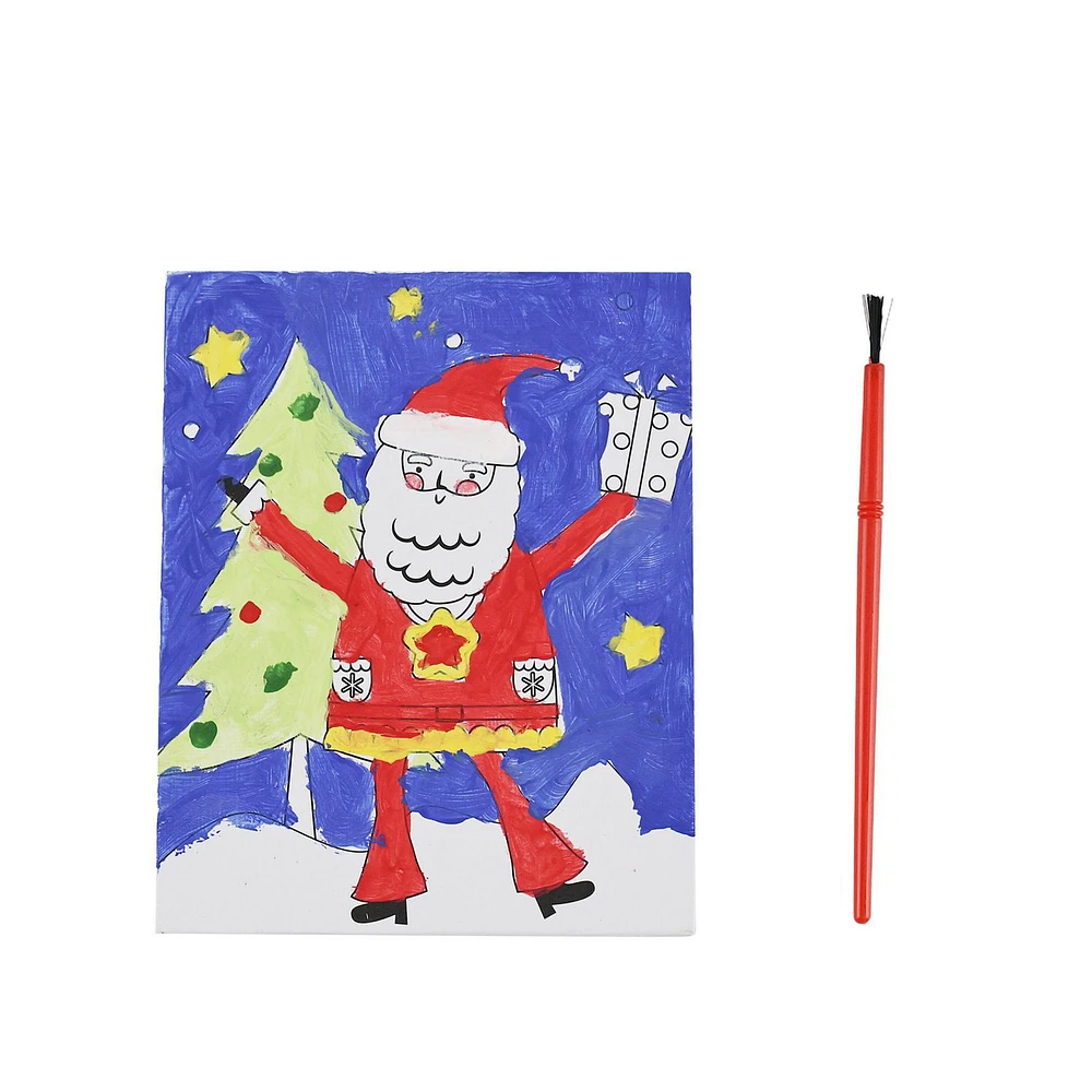 Christmas CYO Artist Creation for Kids DIY Paint with Three Brushes and Twelve Paint Pots Holiday Time, CYO Artist Creation