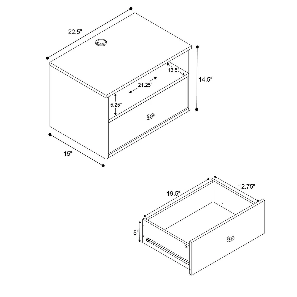 Prepac Hanging Nightstands - Set of 2 - White