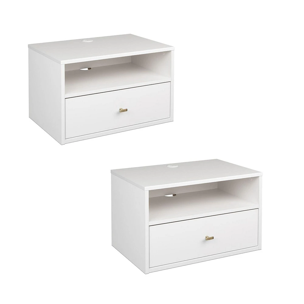 Prepac Hanging Nightstands - Set of 2 - White