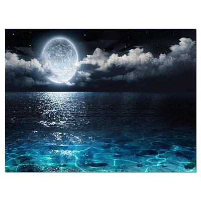 Designart Romantic Full Moon Over Sea Canvas Wall Art