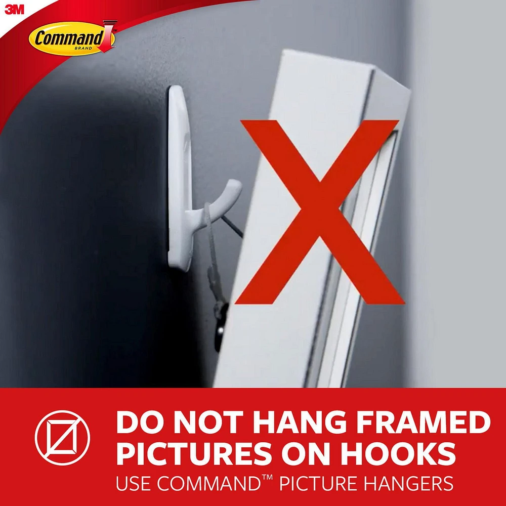 Command™ Wire Hooks 17068C, Medium, 2 Hooks, 4 Strips, 3 lb