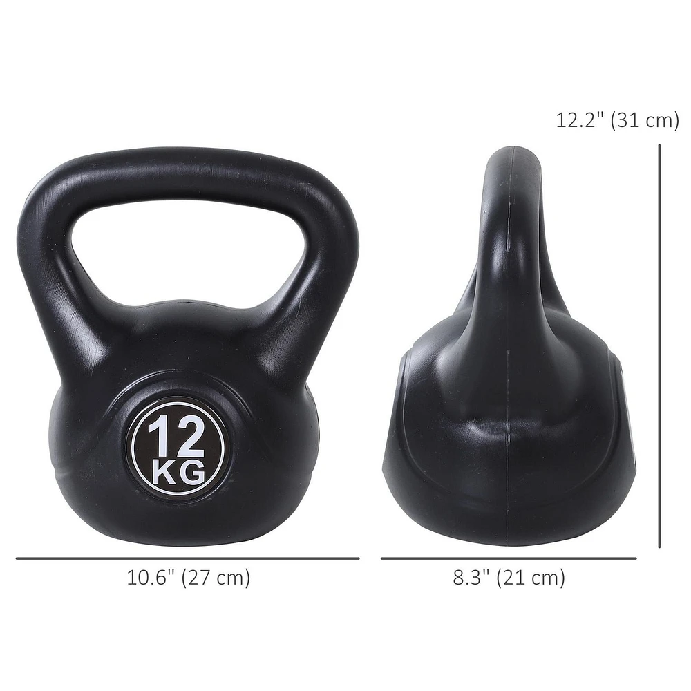 Soozier 26lb Fitness Kettlebell, Plastic Exercise Weight with Sand and Handle