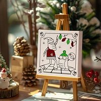 Christmas PYO Canvas Set for Kids PYO Paint with Two Brushes and Four Paint Pots Holiday Time, PYO Canvas Set