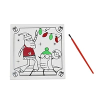 Christmas PYO Canvas Set for Kids PYO Paint with Two Brushes and Four Paint Pots Holiday Time, PYO Canvas Set