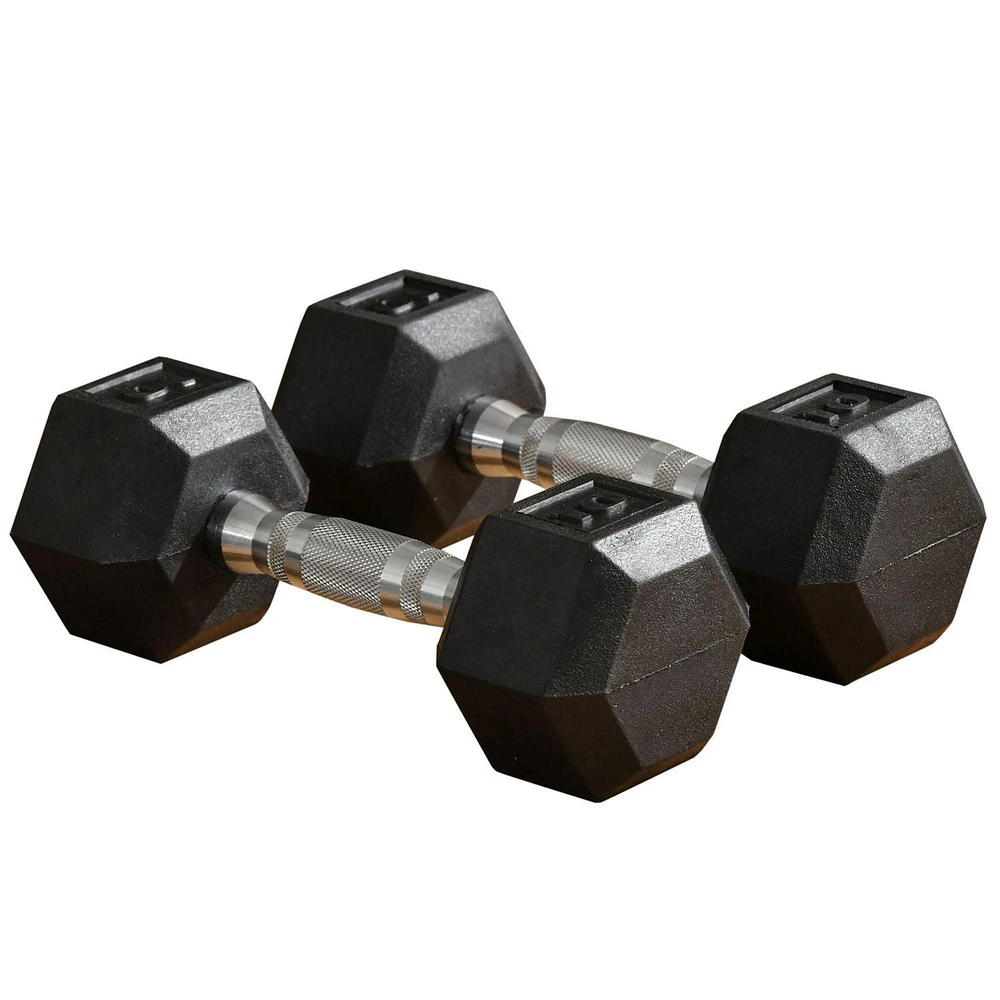 Soozier Total 20lbs(10lbs Each) Rubber Dumbbell Weight Set for Fitness Training