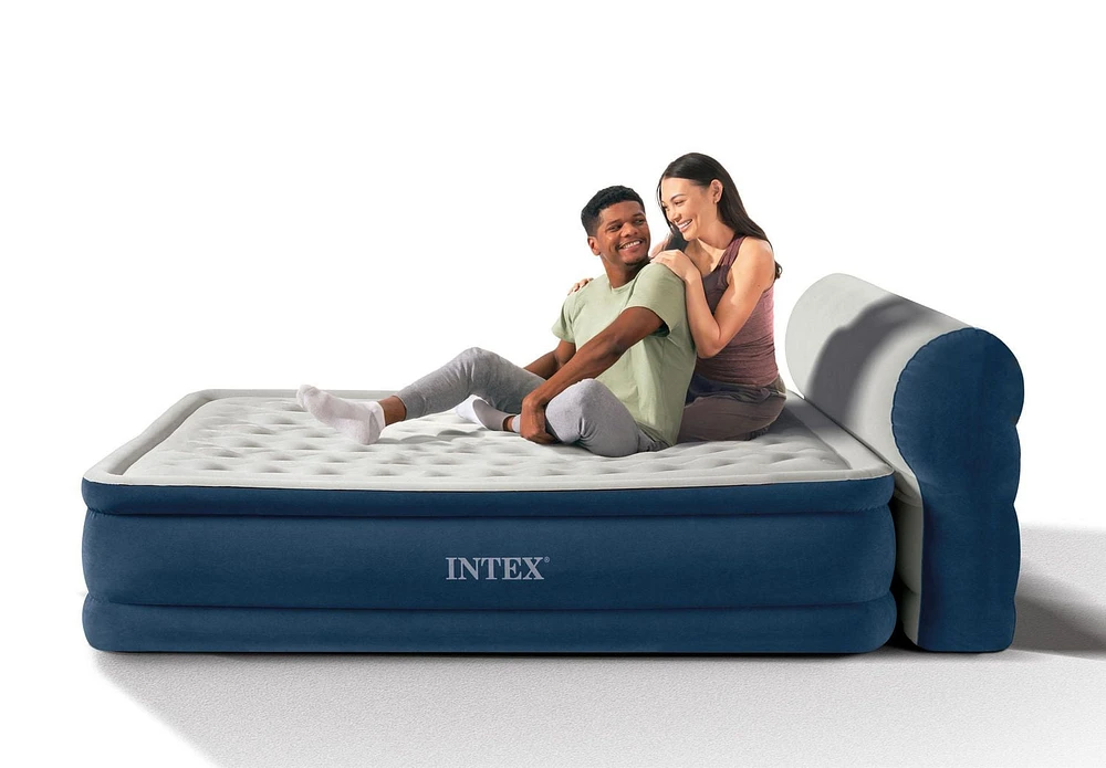 INTEX Dura-BeamÂ® Headboard Air Mattress, 18in. Queen, with Fiber-TechÂ® Construction