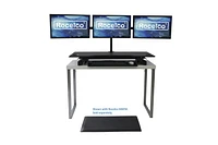 Rocelco 46" Large Height Adjustable Standing Desk Converter with Triple Monitor Mount BUNDLE - Quick Sit Stand Up Computer Workstation Riser - Retractable Keyboard Tray  (Black)