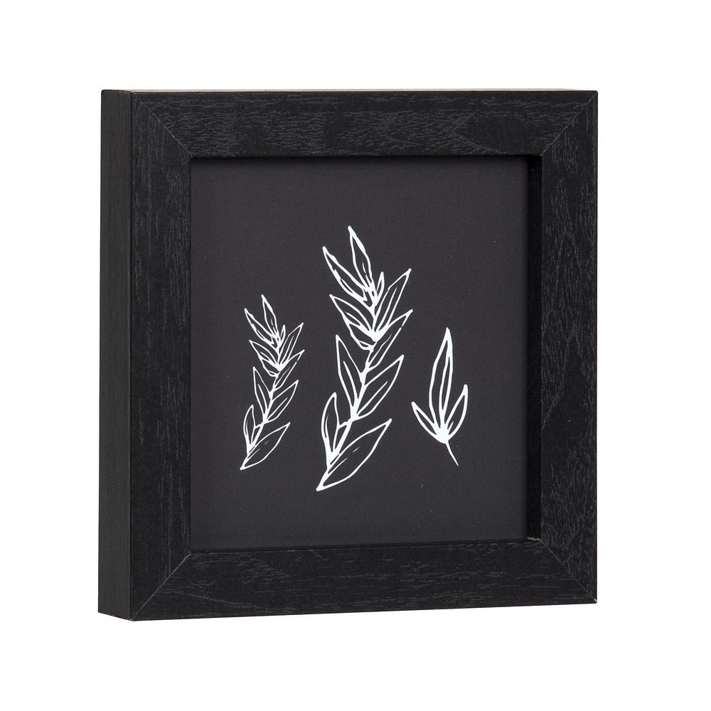 Three Leaves 6x6 Framed Accent Art, 6in x 6in