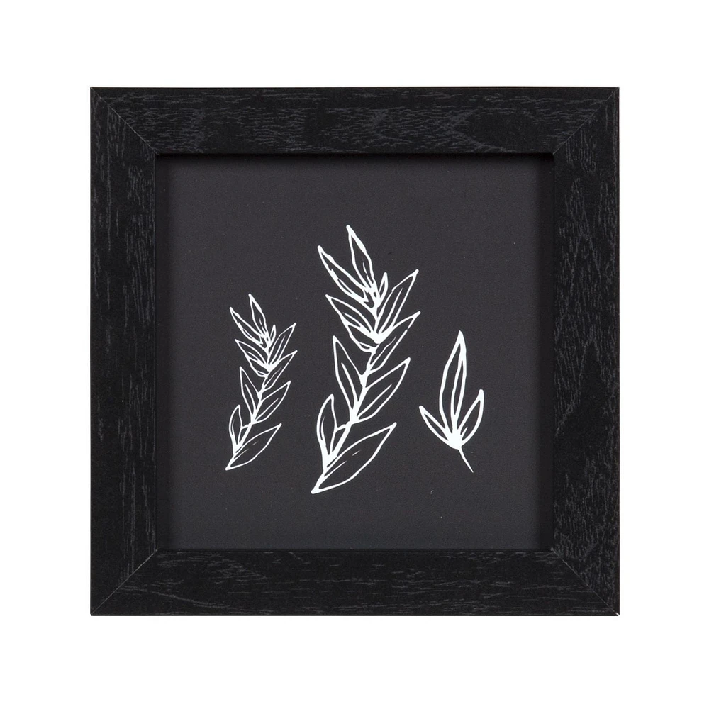 Three Leaves 6x6 Framed Accent Art, 6in x 6in