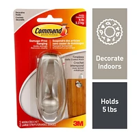 Command™ Timeless Decorative Hook 17063BN-C, Large, 1 Hook, 2 Strips, 5 lb