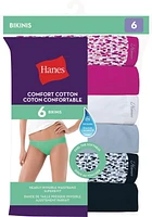 Hanes Women's Cotton Bikini - Pack of 6, Sizes: XS-XL